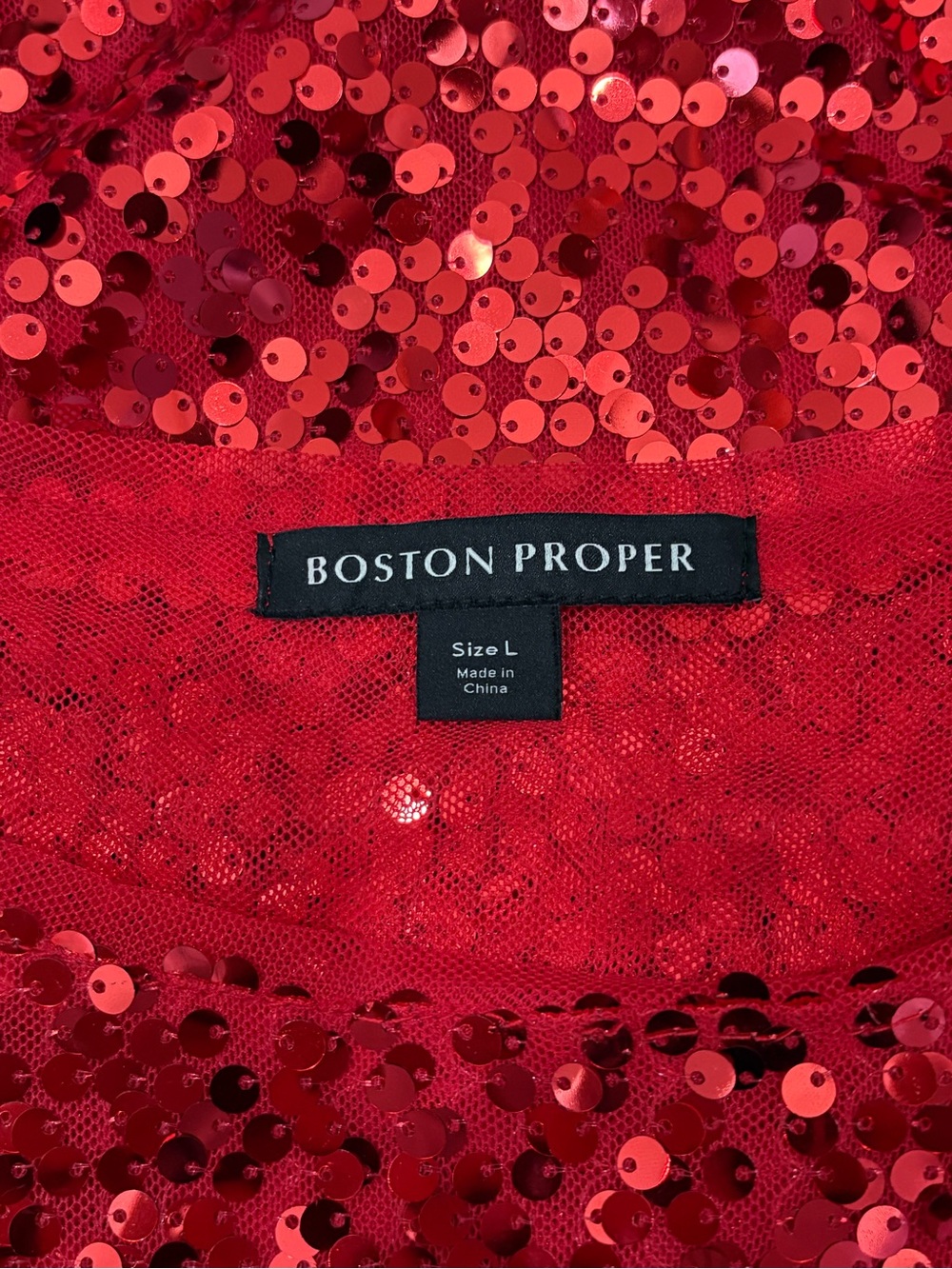 Boston Proper Red Sequin Boatneck Tunic Top - Picture 4 of 6